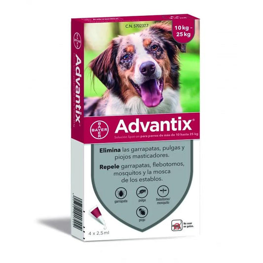 ADVANTIX 10-25 KG. 4 PIPETAS.