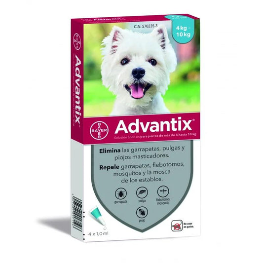 ADVANTIX 4-10 KG.  4 PIPETAS.